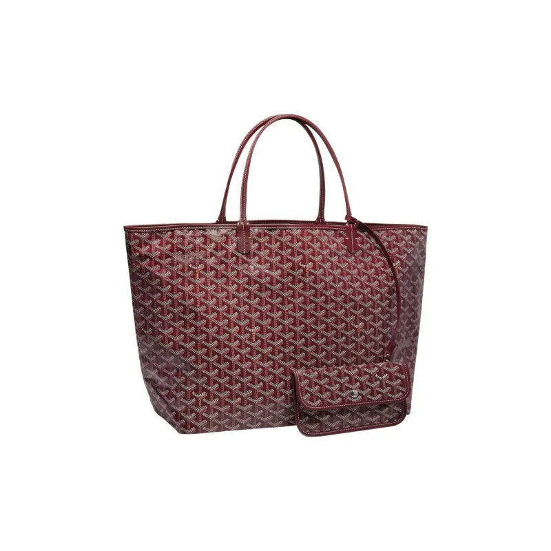 GOYARD Saint Louis Canvas With Calfskin Combo Bag Tote One Shoulder Handbag Large Size Unisex Burgundy-1