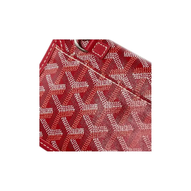GOYARD Saint Louis Canvas With Calfskin Combo Bag Tote One Shoulder Handbag Large Size Unisex Red-5