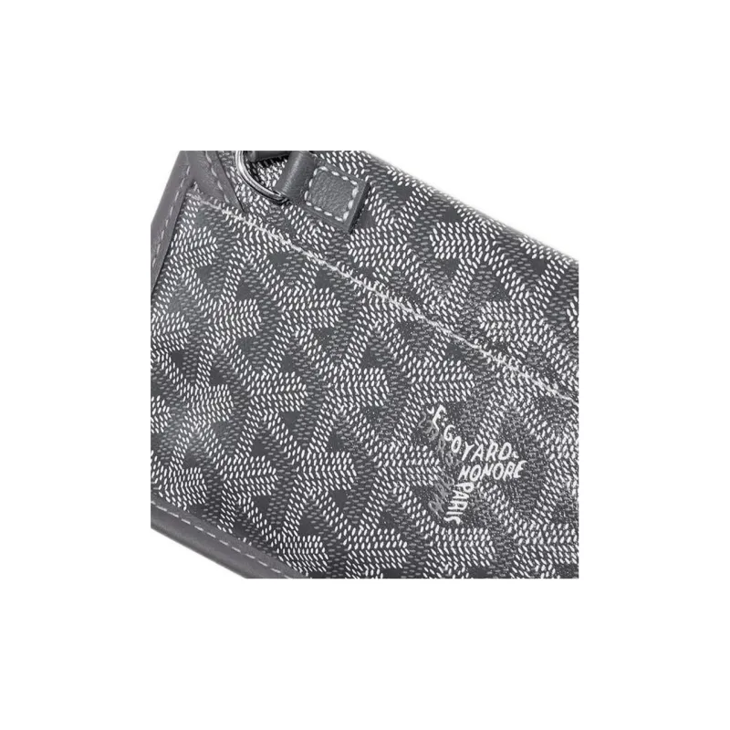 GOYARD Saint Louis Canvas With Calfskin Combo Bag Tote One Shoulder Handbag Large Size Unisex Gray-5