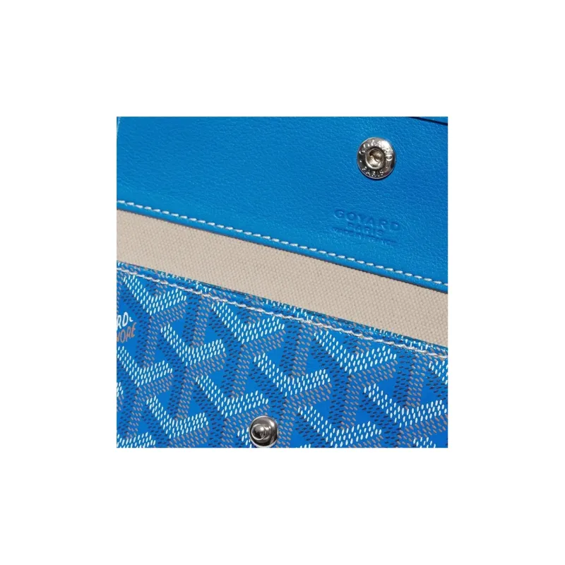 GOYARD Saint Louis Canvas With Calfskin Combo Bag Tote One Shoulder Handbag Large Size Unisex Sky Blue-4