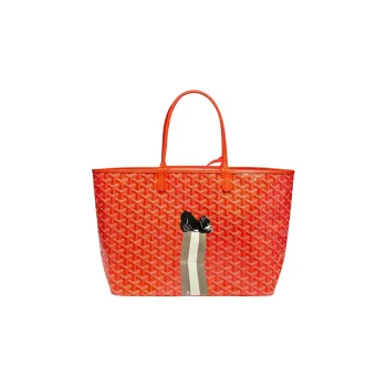 GOYARD Saint Louis Canvas With Calfskin Combo Bag Tote One Shoulder Handbag Large Size Unisex Orange