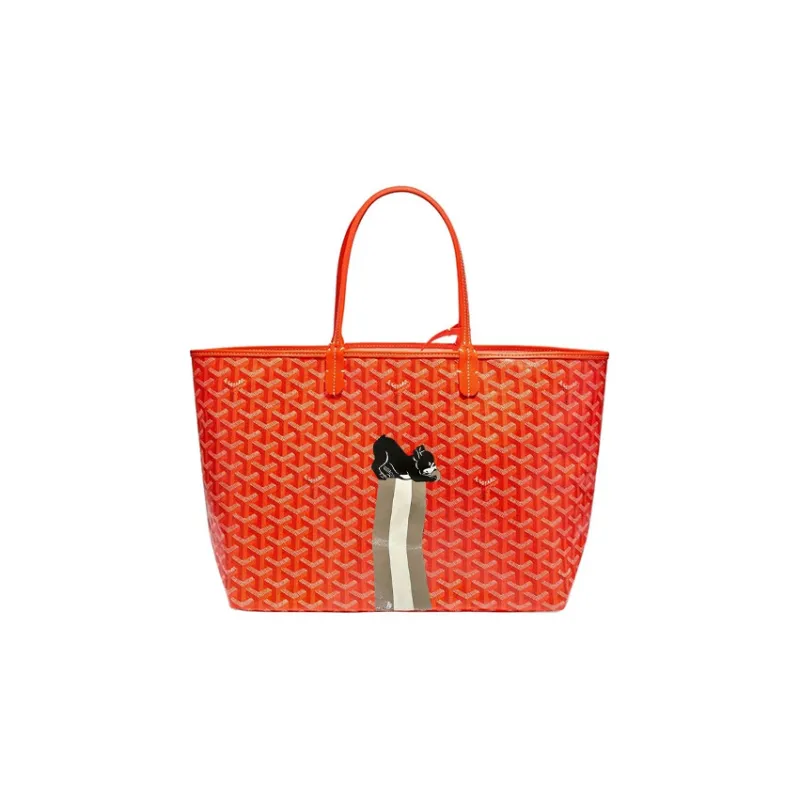 GOYARD Saint Louis Canvas With Calfskin Combo Bag Tote One Shoulder Handbag Large Size Unisex Orange-0