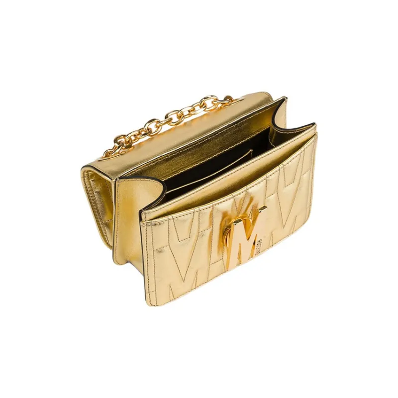 MOSCHINO Sheepskin Crossbody Bag, Shoulder Bag Mini Women's Gold-2