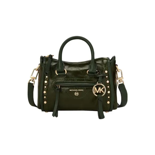MICHAEL KORS Carine Leather With Leather Boston Bag Handbags Shoulder Bag Crossbody Bag Extra Small Women's Olive Green