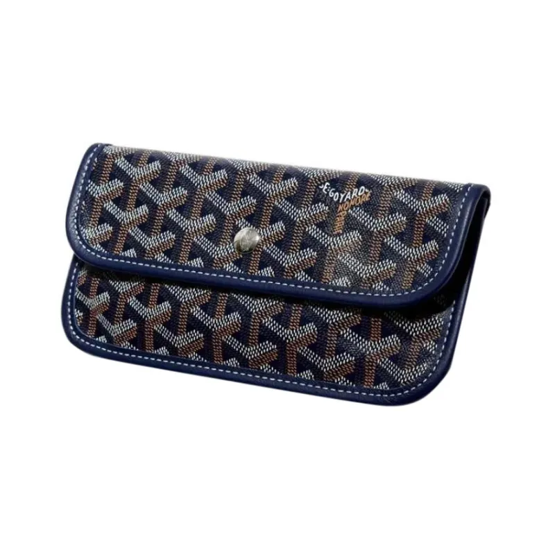GOYARD Saint Louis Canvas With Calfskin Combo Bag Tote One Shoulder Handbag Large Size Unisex Marine Blue-3