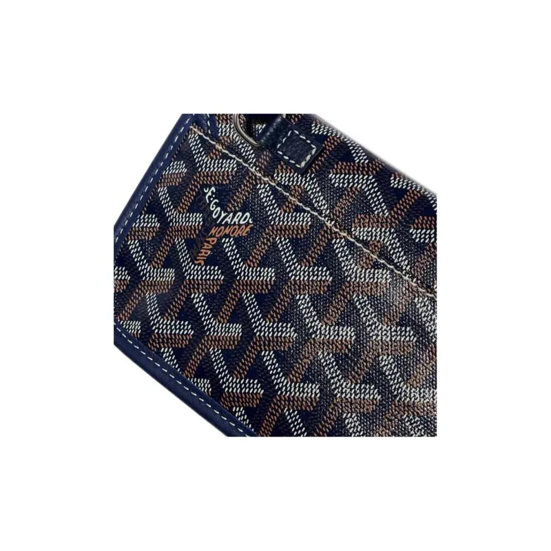 GOYARD Saint Louis Canvas With Calfskin Combo Bag Tote One Shoulder Handbag Large Size Unisex Marine Blue-6