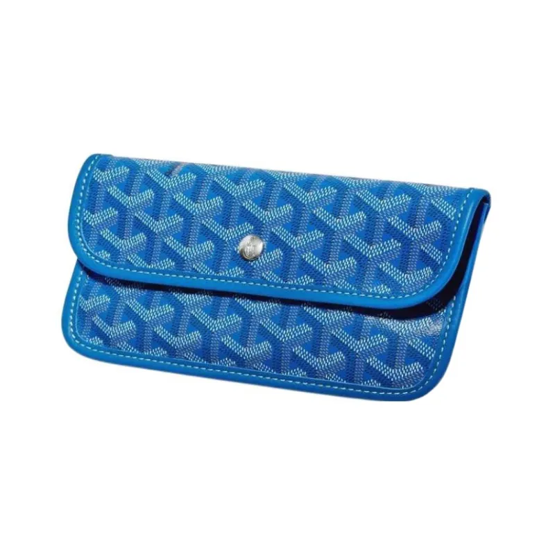 GOYARD Saint Louis Canvas With Calfskin Combo Bag Tote One Shoulder Handbag Large Size Unisex Sky Blue-3