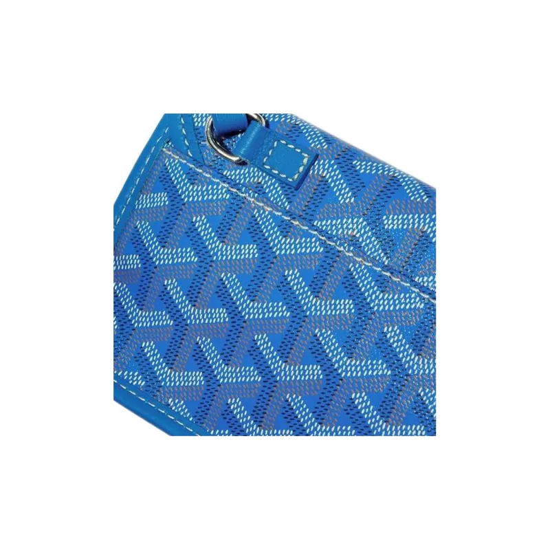 GOYARD Saint Louis Canvas With Calfskin Combo Bag Tote One Shoulder Handbag Large Size Unisex Sky Blue-6