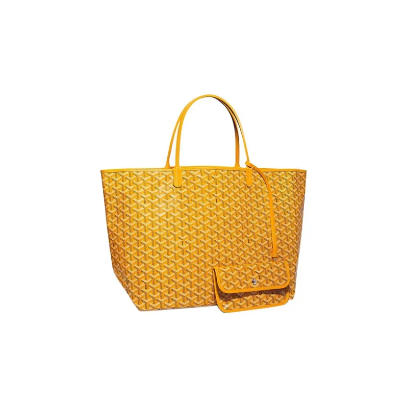 GOYARD Saint Louis Canvas With Calfskin Combo Bag Tote One Shoulder Handbag Large Size Unisex Yellow-1
