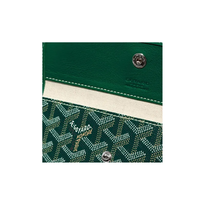 GOYARD Saint Louis Canvas With Calfskin Combo Bag Tote One Shoulder Handbag Large Size Unisex Green-4