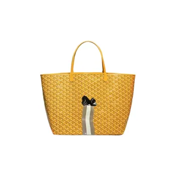 GOYARD Saint Louis Canvas With Calfskin Combo Bag Tote One Shoulder Handbag Large Size Unisex Yellow