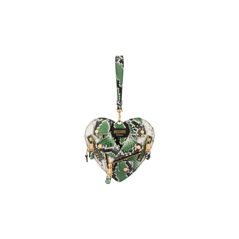 MOSCHINO Calfskin Portable Crossbody Bag, Shoulder Bag, Clutch Small Size Women's Green-0