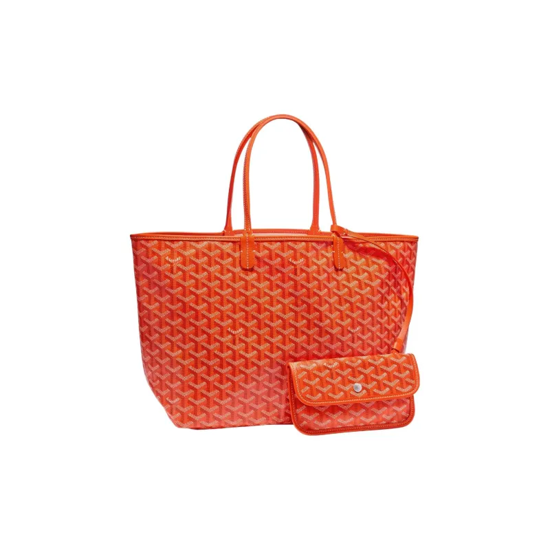 GOYARD Saint Louis Canvas With Calfskin Combo Bag Tote One Shoulder Handbag Large Size Unisex Orange-1