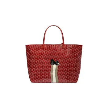 GOYARD Saint Louis Canvas With Calfskin Combo Bag Tote One Shoulder Handbag Large Size Unisex Red