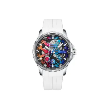 FAIRWHALE Starlight Collection Men's Watch Automatic Mechanical Movement Silicone Strap Watch Men's Watches Black Dial