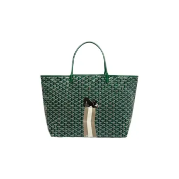 GOYARD Saint Louis Canvas With Calfskin Combo Bag Tote One Shoulder Handbag Large Size Unisex Green
