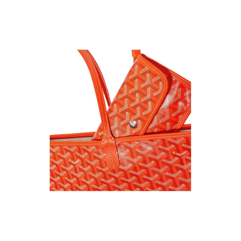 GOYARD Saint Louis Canvas With Calfskin Combo Bag Tote One Shoulder Handbag Large Size Unisex Orange-5