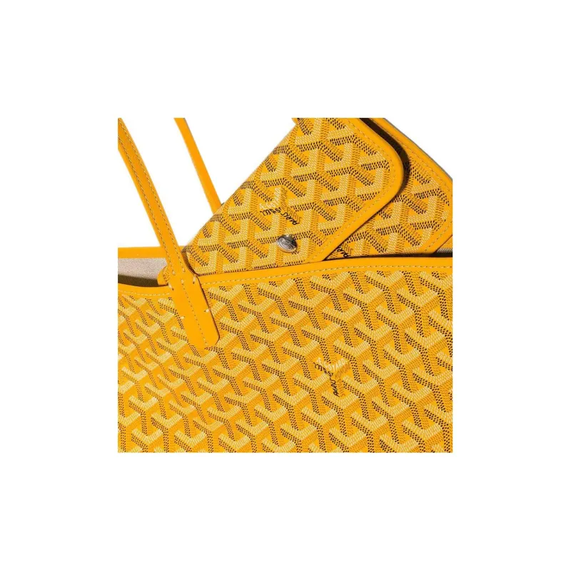 GOYARD Saint Louis Canvas With Calfskin Combo Bag Tote One Shoulder Handbag Large Size Unisex Yellow-6