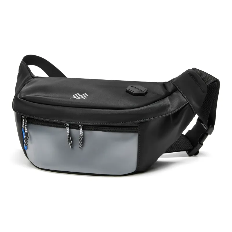 Land Gulls Nylon Crossbody Bag, Fanny Pack, Sling Bag Regular Unisex Black/White-1