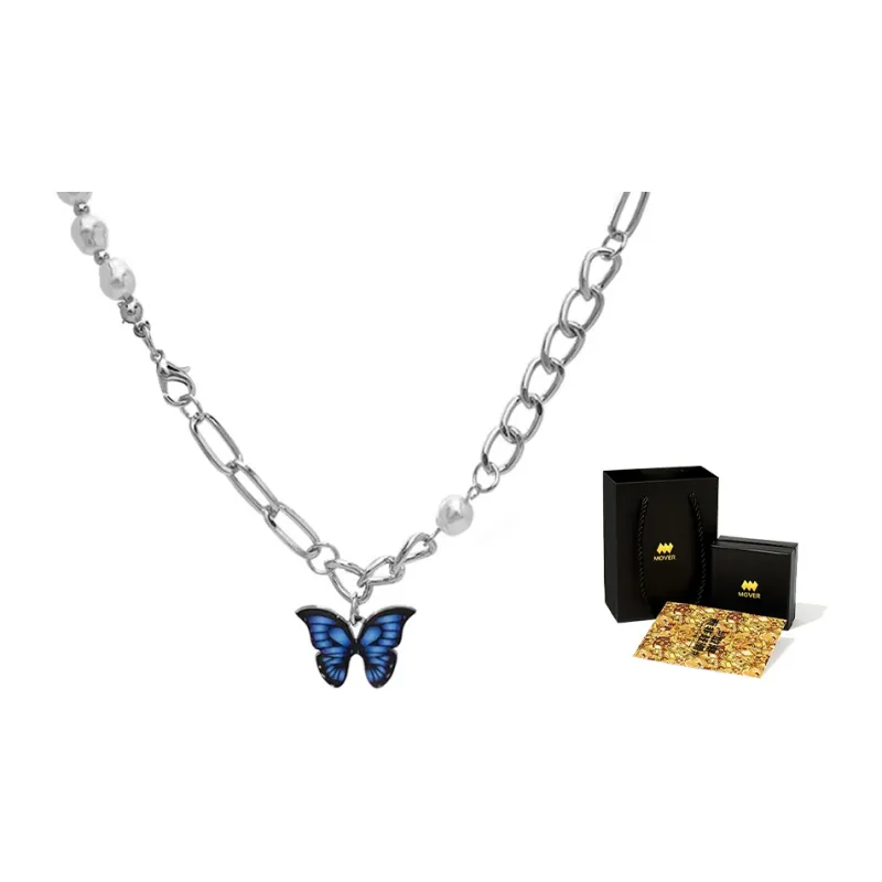 MOVER Necklaces Women's Blue Tail Butterfly Necklace-1