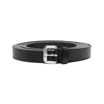 MOSCHINO Solid Color Matte Pin Buckle Calfskin Leather Belts Men's Black 2.5cm