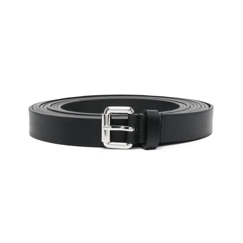 MOSCHINO Solid Color Matte Pin Buckle Calfskin Leather Belts Men's Black 2.5cm-0