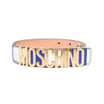 MOSCHINO Multicolor Logo Smooth Buckle Leather Leather Belts Women's Multicolor