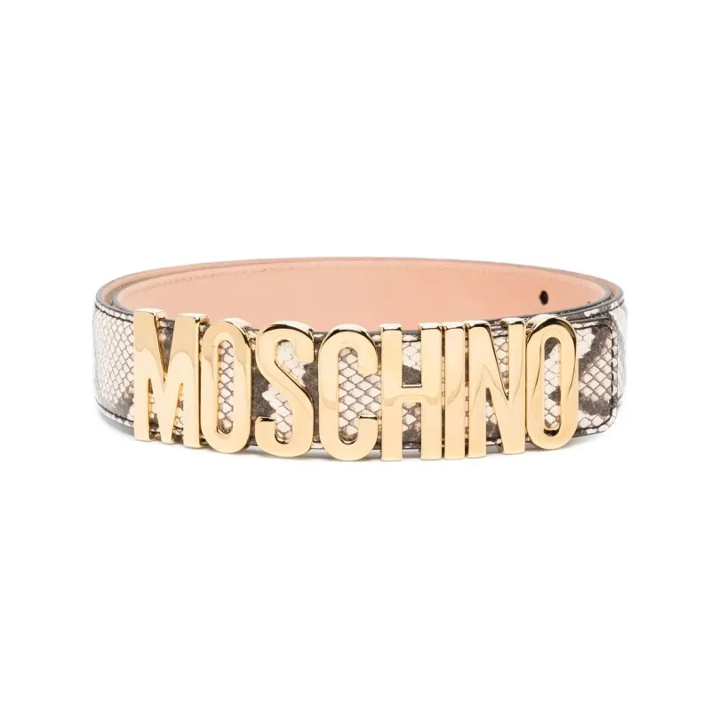 MOSCHINO Snakeskin-effect Adjustable Belt-0