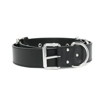 MOSCHINO Hardware Accessories Pin Buckle Leather Leather Belts Women's Black