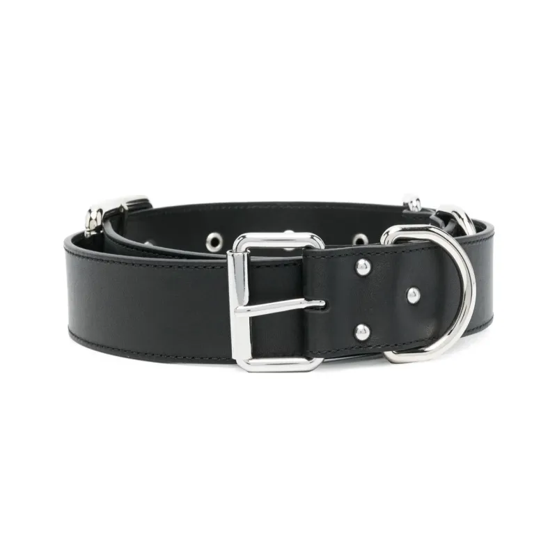 MOSCHINO Hardware Accessories Pin Buckle Leather Leather Belts Women's Black-0