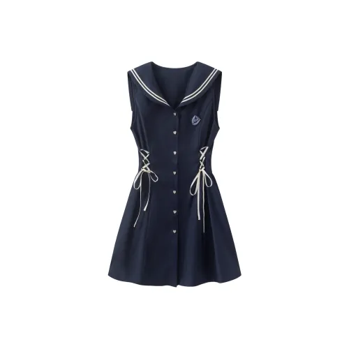 Cocomiyller Sleeveless Dresses Women's Navy Blue