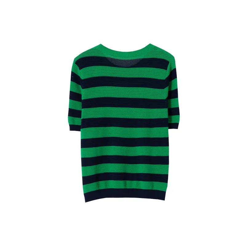 SOON FLOWER Knitwear Women's Blue Green Stripes-1
