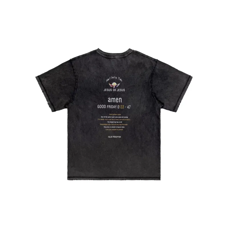 False Perception T Shirts Unisex Washed Black-1