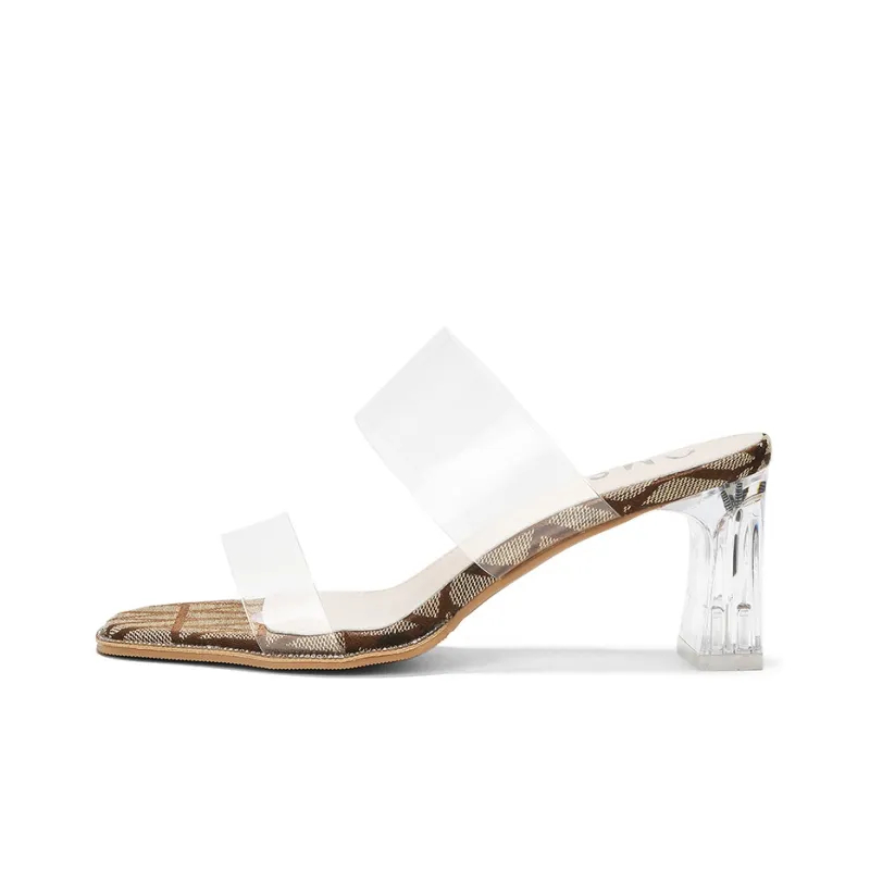 OMS Slide Slippers Women's Transparent Black/Transparent Champagne-9