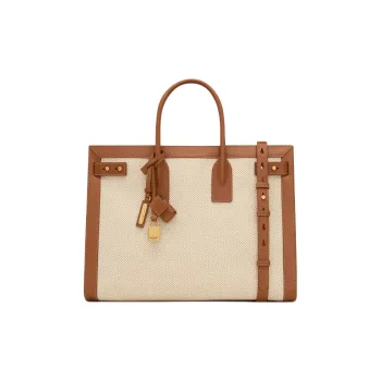 SAINT LAURENT Canvas With Leather Canvas Bag, Shoulder Bag, Crossbody Bag, Handbag Tubas Women's Brown/Natural