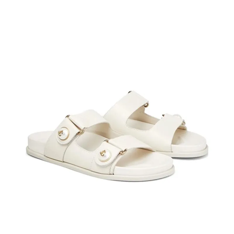 Jimmy Choo Slide Slippers Women's Ecru-1
