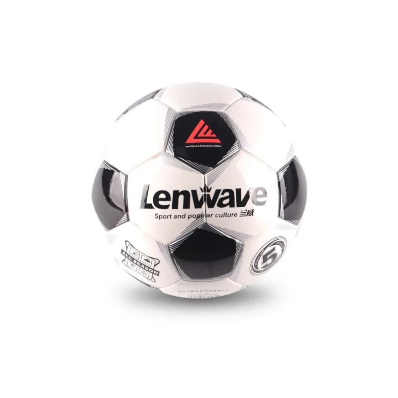 LENWAVE Size 5 Ball Soccer PU Unisex Black White-1