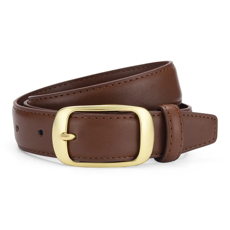 ALIEN BANG Double-Strand Pin Buckle Chanel-Inspired Preppy Style Leather Belts Women's Width 2.8cm-6
