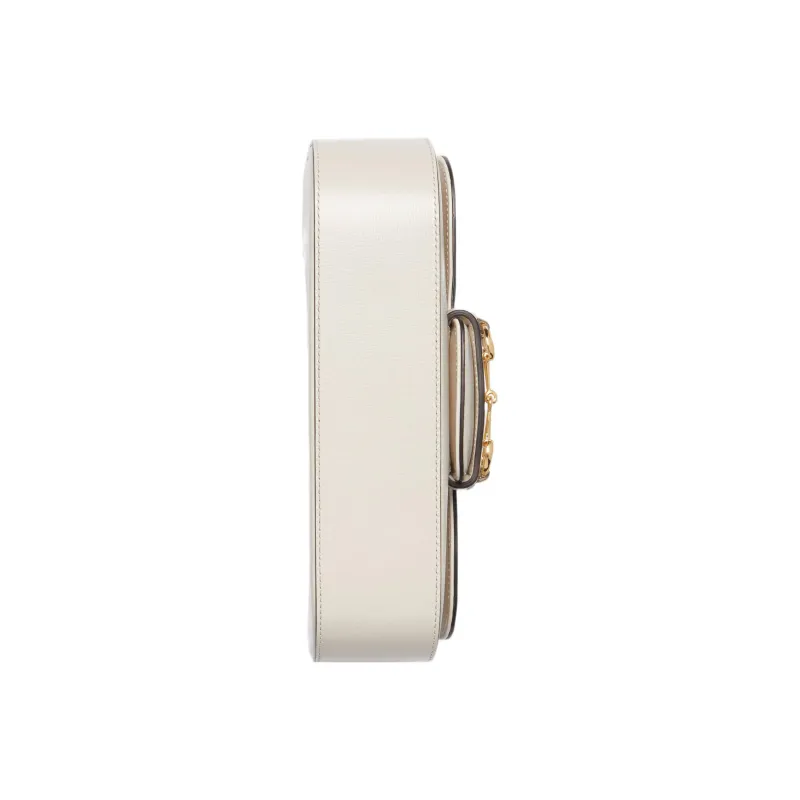 GUCCI Horsebit 1955 Leather Portable Crossbody Bag Shoulder Bag Small Size Women's White-4