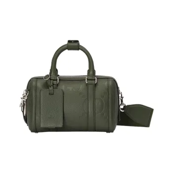 GUCCI Leather Cylinder Bag, Handbag, Shoulder Bag, Crossbody Bag, Travel Bag Mini Women's Dark Green