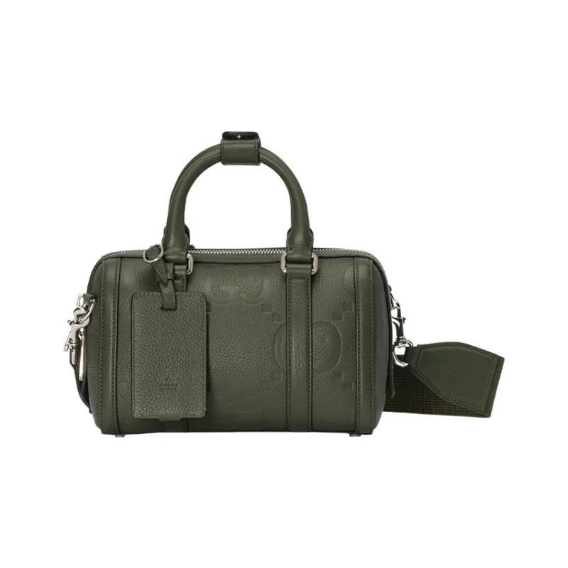 GUCCI Leather Cylinder Bag, Handbag, Shoulder Bag, Crossbody Bag, Travel Bag Mini Women's Dark Green-0