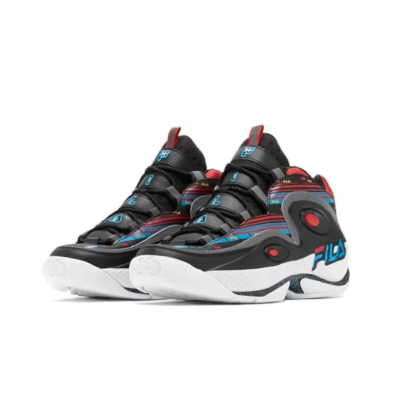 FILA Grant Hill 3 Anti Slip Wear Resistant Low Top Vintage Basketball Shoes Men's Black Blue Red-2