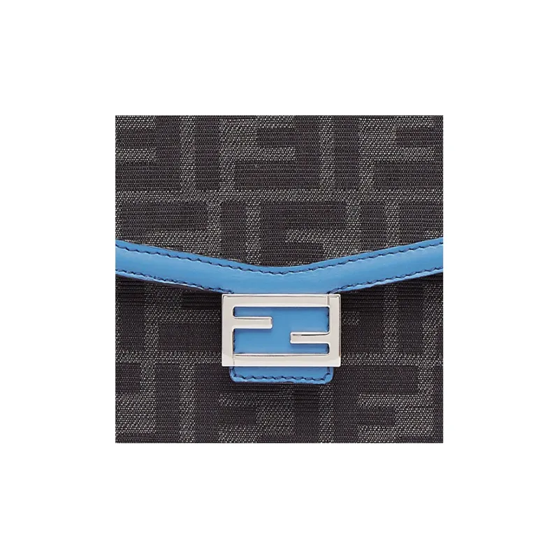 FENDI BaguetteTrunk Canvas Crossbody Bag Shoulder Bag Men's Blue/Gray-3