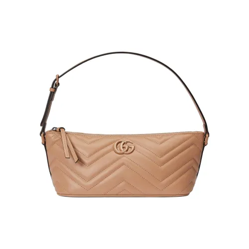 GUCCI GG Marmont Herringbone Leather Handbag, Shoulder Bag Women's Rose Beige