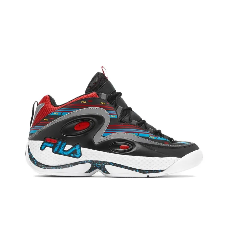 FILA Grant Hill 3 Anti Slip Wear Resistant Low Top Vintage Basketball Shoes Men's Black Blue Red-1