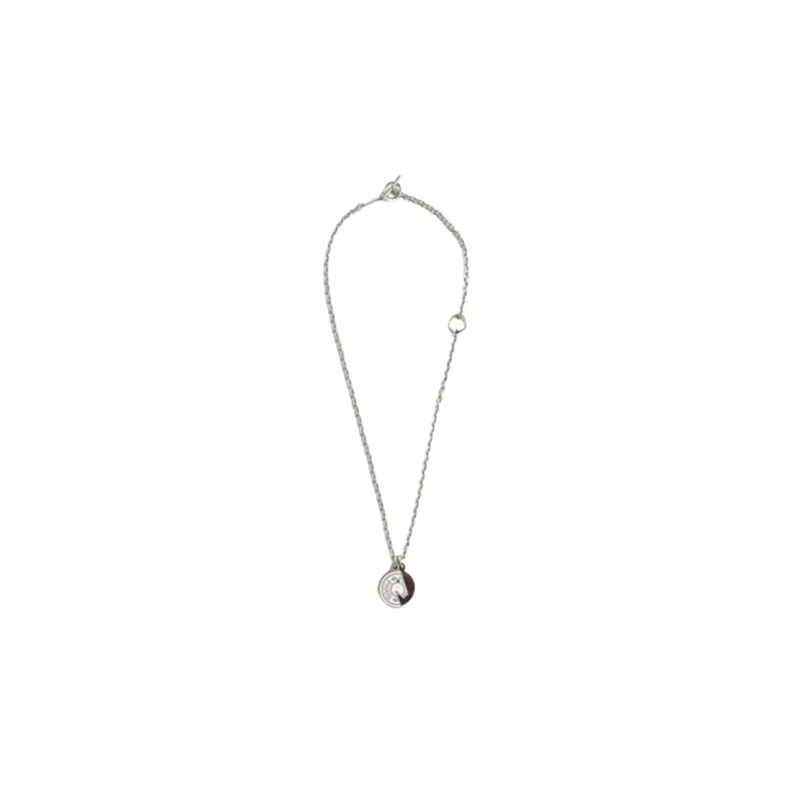 HERMES Carrousel Metal Necklaces Unisex Silver-1