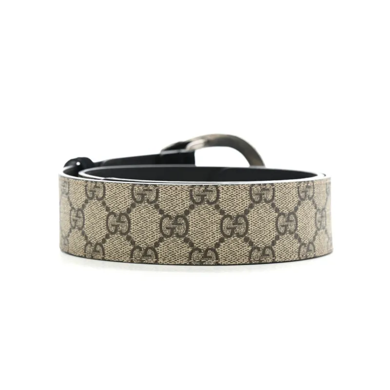 GUCCI Interwoven Letter Plate Buckle Leather Belts Men's Brown Width: 1.5cm-1