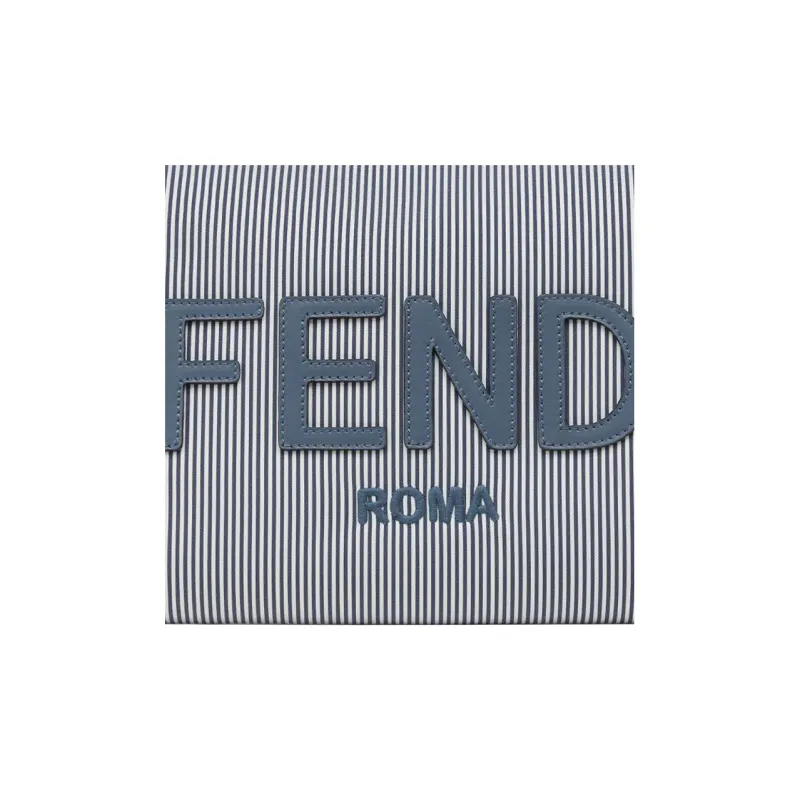 FENDI Leather Toiletry Bag Makeup Bag Medium Size Women's Blue/White-3