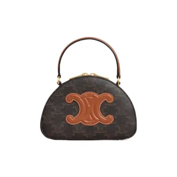 CELINE Cow Leather Crescent Bag Shoulder Bag Crossbody Bag Handbag Regular Women's Tawny