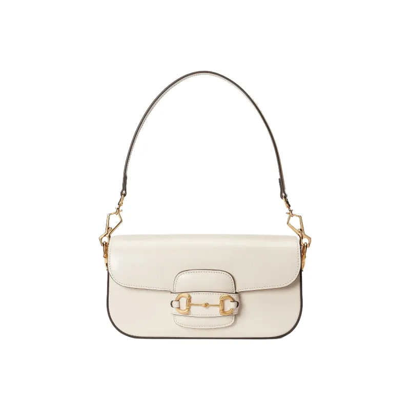 GUCCI Horsebit 1955 Leather Portable Crossbody Bag Shoulder Bag Small Size Women's White-7